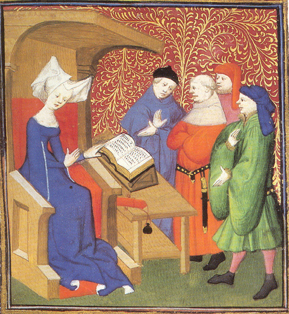 Christine de Pizan donnant un cours à un groupe d’hommes Christine de Pizan donnant un cours à un groupe d’hommes