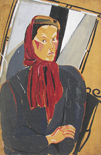 Autoportrait de Josette Bournet, colle sur fibrociment, v. 1950 Autoportrait de Josette Bournet